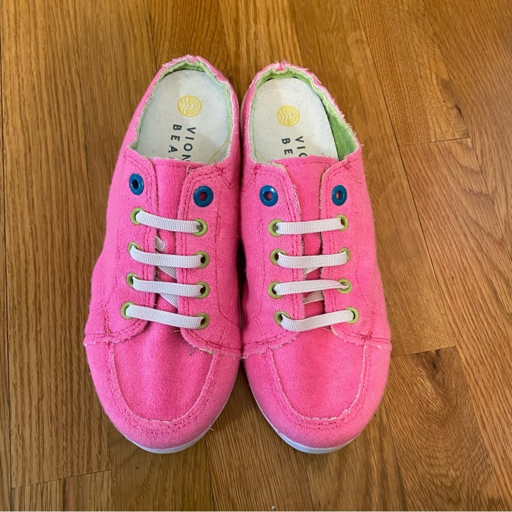 Vionic Beach breeze pink Terry mules size 7.5